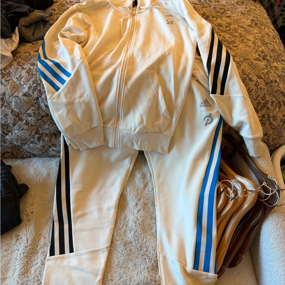 Adidas Peloton White and Blue Tracksuit-NWOT